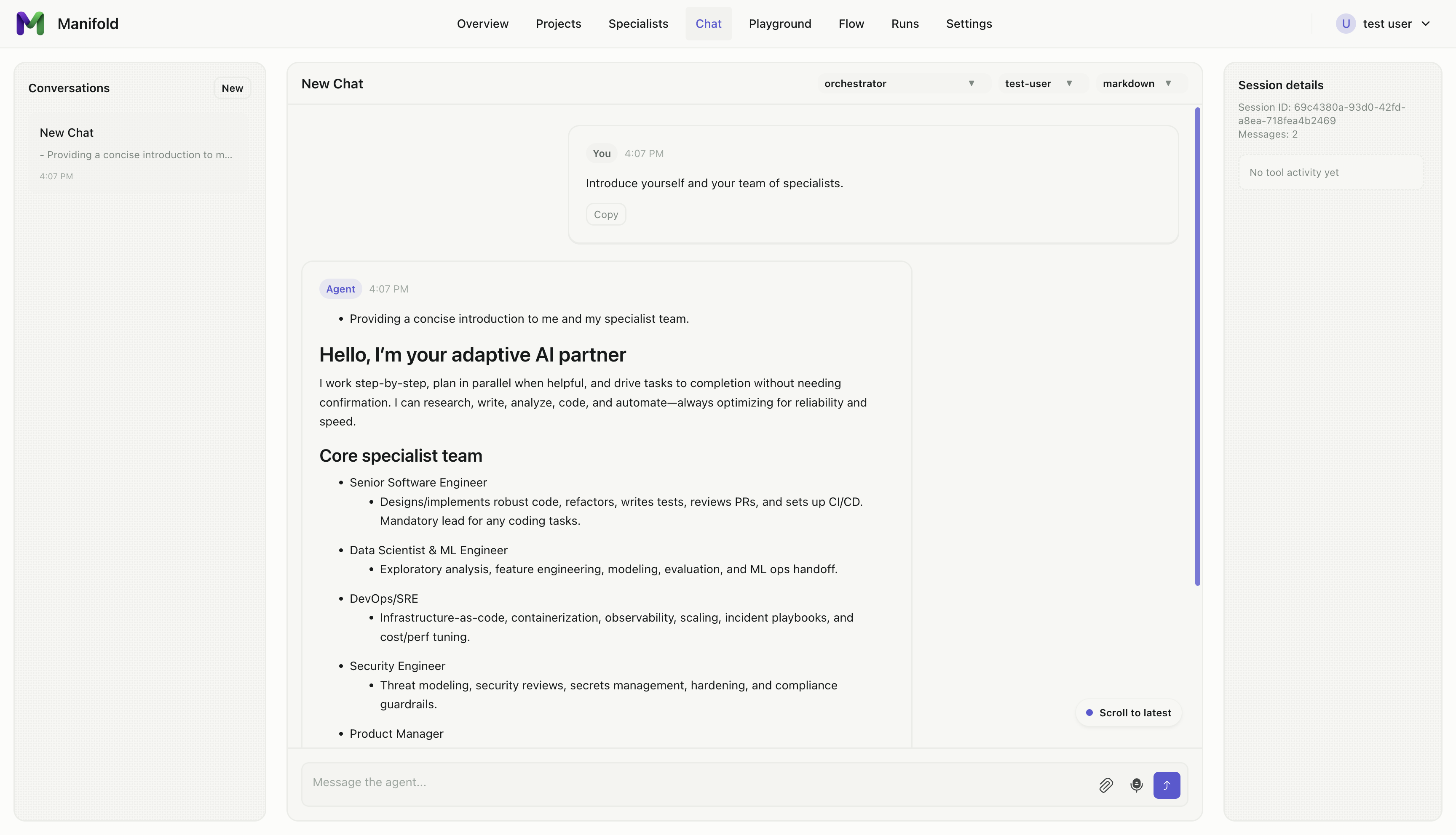 Chat interface screenshot